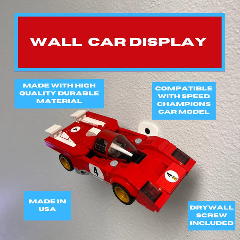 Lego Speed Champion Compatible Side Car Wall Mount – Durable Display Shelf | Made in USA Chatelet Manufacturing 