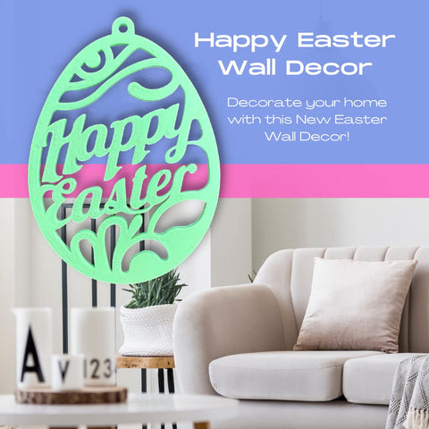 Easter Wall Decor – 3D Printed Happy Easter Hanging Ornament | Made in USA Chatelet Manufacturing 