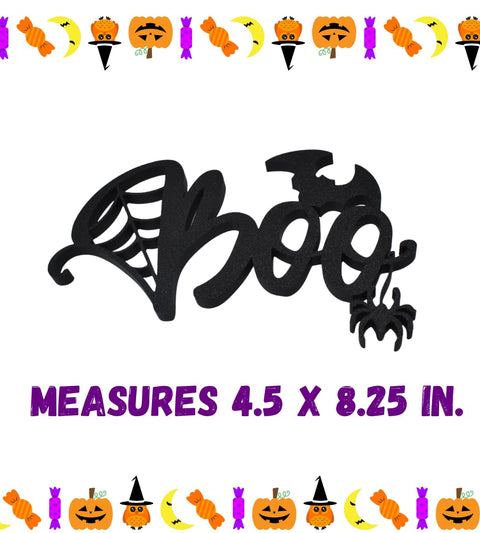 Halloween Boo Shelf Decor – Spider Web and Bat Accent | Made in USA Chatelet Manufacturing 