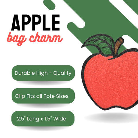Apple Tote Bag Charm 2.5 Inch – Teacher Accessory – Made in USA | FRESHe Baglets Chatelet Manufacturing 