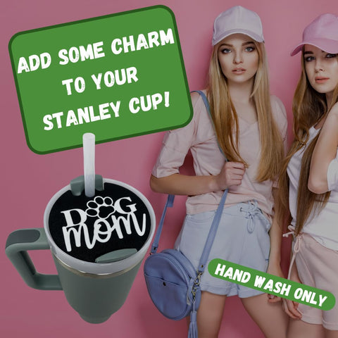 Baglets Tumbler Topper Charms – Dog Mom Design – Removable Cup Decor | Made in USA Chatelet Manufacturing 