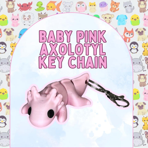 Articulated Baby Pink Axolotl Keychain – Flexible Fidget Toy | Made in USA Chatelet Manufacturing 