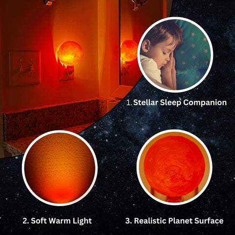 4 Inch Mars Lithophane Night Light – Translucent Planet Decor | Handmade Made in USA Chatelet Manufacturing 