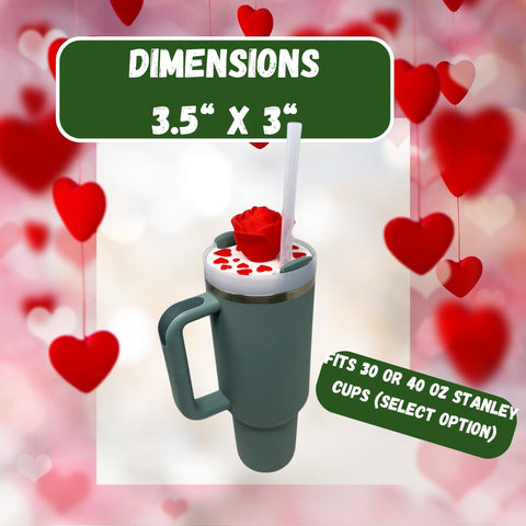 Valentines Day Heart Topper Charm – Stanley Tumbler Accessory | Made in USA Chatelet Manufacturing 