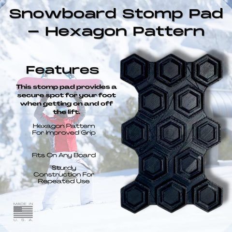 Hexagon Snowboard Stomp Pad – Enhanced Traction Grip – Durable Design | Made in USA Chatelet Manufacturing 