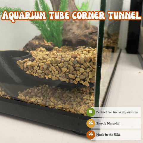 Aquarium Corner Tube Tunnel – 6.5 Inch Hideout for Fish and Shrimp | Durable Tank Decor | Made in USA Chatelet Manufacturing 