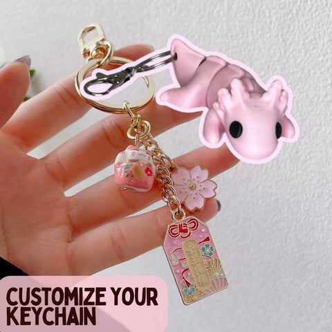 Articulated Baby Pink Axolotl Keychain – Flexible Fidget Toy | Made in USA Chatelet Manufacturing 