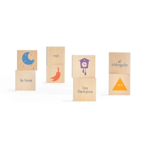 64-Piece Spanish Vocabulary Wooden Flash Cards – Educational Language Chips – Uncle Goose | Made in USA Uncle Goose  Vocabulary Chips