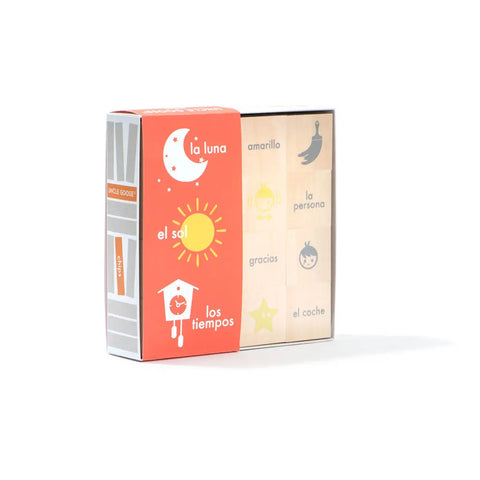 64-Piece Spanish Vocabulary Wooden Flash Cards – Educational Language Chips – Uncle Goose | Made in USA Uncle Goose  Vocabulary Chips