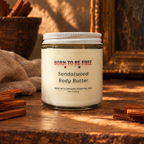 Sandalwood Body Butter Moisturizer – Nourishing Tallow Cream with Essential Oils 4 oz | Made in USA Born to be Free  Moisturizer