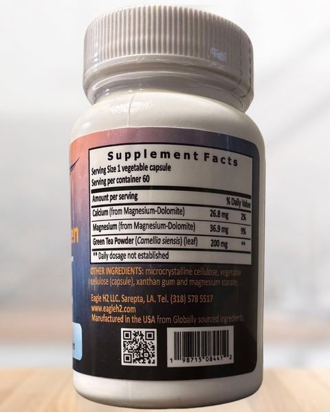 True Hydrogen Plus Green Tea – 60 Veggie Capsules Dietary Supplement | Made in USA Eagle H2 