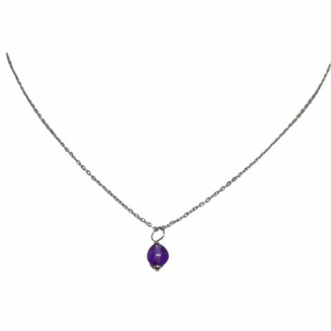 6mm Genuine Amethyst Birthstone Necklace – 16 Inch Sterling Silver Chain | Made in USA by Michelle Marie Michelle Marie Boutique  Necklace