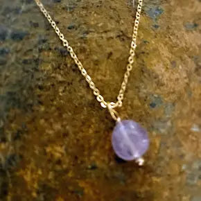 6mm Genuine Amethyst Birthstone Necklace – 16 Inch Sterling Silver Chain | Made in USA by Michelle Marie Michelle Marie Boutique  Necklace