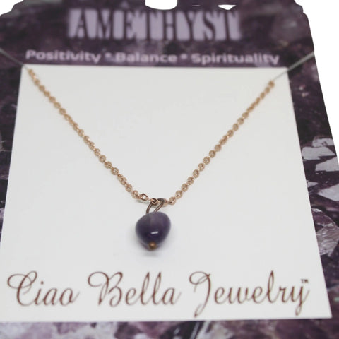 6mm Genuine Amethyst Birthstone Necklace – 16 Inch Sterling Silver Chain | Made in USA by Michelle Marie Michelle Marie Boutique  Necklace