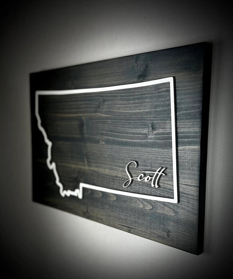 Custom Montana State Wall Sign – 24x16 Inch Personalized Wooden Decor | Made in USA B. James Design & Woodwork 