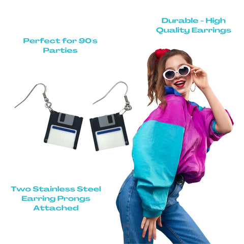 Retro Cassette Tape Earrings Set – 90s Party Accessories | Made in USA Chatelet Manufacturing 