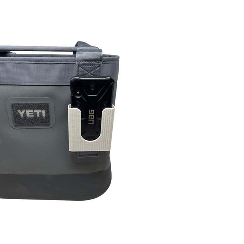 White Phone Holder Attachment for Yeti Soft Coolers and Backpacks – Durable Outdoor Accessory | Made in USA Chatelet Manufacturing 