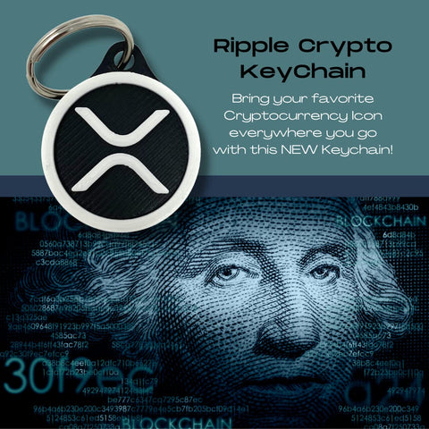 Ripple XRP Cryptocurrency Keychain 1.6 Inch – 3D Printed Collectible | Made in USA Chatelet Manufacturing 