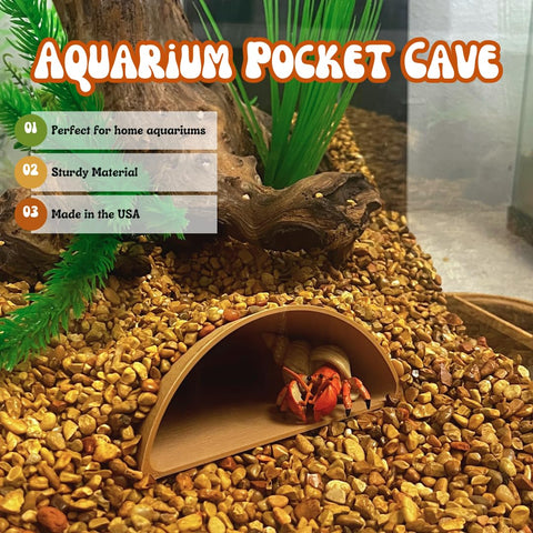 REEFSHAPE Aquarium or Terrarium Pocket Cave | Minimalist Shelter Cave for Fish, Shrimp, Reptiles, Amphibians, & More! | Made in USA Chatelet Manufacturing 