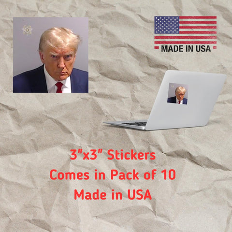 Trump Mugshot Vinyl Sticker Set – 3 Inch Durable Decals – 10 Pack | Made in USA Chatelet Manufacturing 