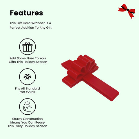 Gift Card Red Bow Wrapper - Add Some Flare to Your Gifts This Holiday Season - Holds Standard Gift Cards Chatelet Manufacturing 