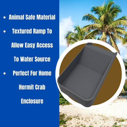 XL Hermit Crab Watering Pool – Platform Ramp Accessory for Turtles and Amphibians | 9.75 Inch x 5 Inch | Made in USA Chatelet Manufacturing 