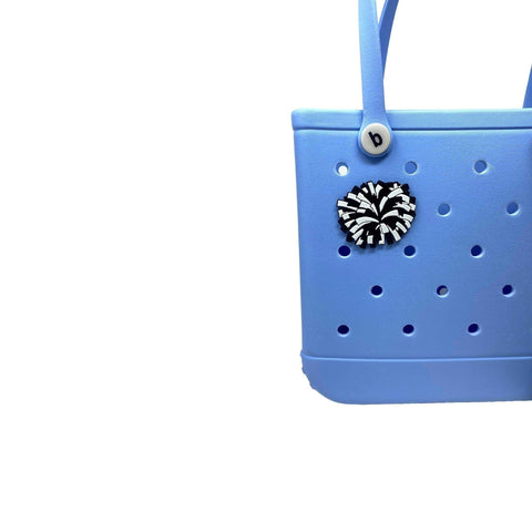Cheerleading Pom Pom Charm for Bogg Bags – Black Decorative Tote Accessory | Made in USA Chatelet Manufacturing 