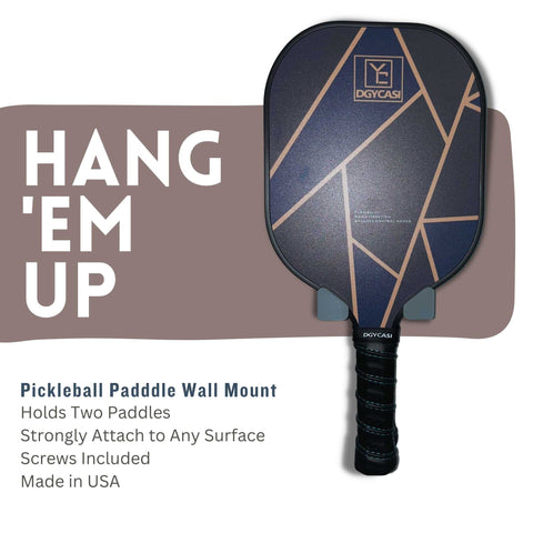 Pickleball Paddle Holder Wall Mount – Dual Racket Organizer | Made in USA Chatelet Manufacturing 