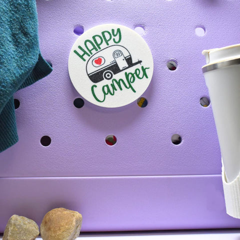 Happy Camper Tote Bag Charm – Decorative Baglets Accent | Made in USA Chatelet Manufacturing 
