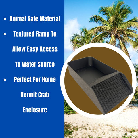 XL Hermit Crab Watering Pool – Platform Ramp Accessory for Turtles and Amphibians | 9.75 Inch x 5 Inch | Made in USA Chatelet Manufacturing 