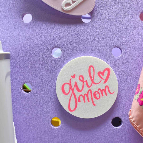Girl Mom Bogg Bag Charm Accessories – Pink White Decorative Clip | Made in USA Chatelet Manufacturing 