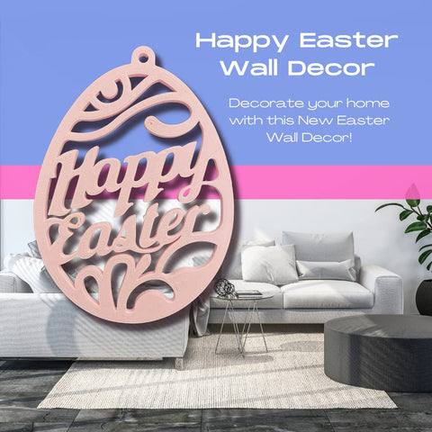 Easter Wall Decor – 3D Printed Happy Easter Hanging Ornament | Made in USA Chatelet Manufacturing 