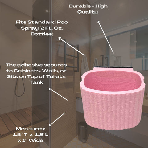 Poo Spray Holder for 2 Oz Bottles – Adhesive Bathroom Organizer | Made in USA Chatelet Manufacturing 