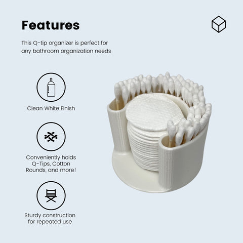 Cotton Swab and Pad Bathroom Organizer – Durable Plastic Holder | Made in USA Chatelet Manufacturing 