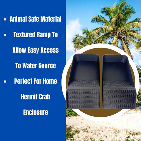 XL Hermit Crab Watering Pool – Platform Ramp Accessory for Turtles and Amphibians | 9.75 Inch x 5 Inch | Made in USA Chatelet Manufacturing 