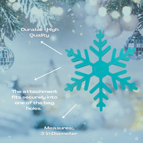 Snowflake Christmas Tote Bag Charm – Durable Plastic Accessory | Made in USA Chatelet Manufacturing 