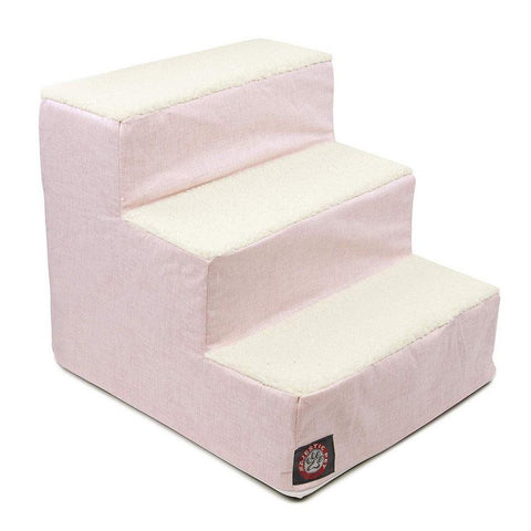 Handcrafted 3-Step Pet Stairs for Small Dogs and Cats – Soft Heathered Fabric | Made in USA Majestic Pet 