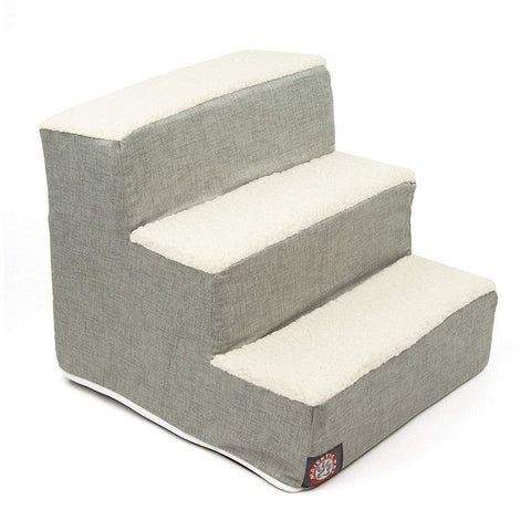 Handcrafted 3-Step Pet Stairs for Small Dogs and Cats – Soft Heathered Fabric | Made in USA Majestic Pet 