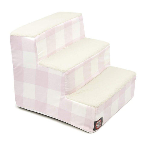 Anderson Check 3-Step Pet Stairs – Soft Cushioned Steps – Made in USA Majestic Pet 