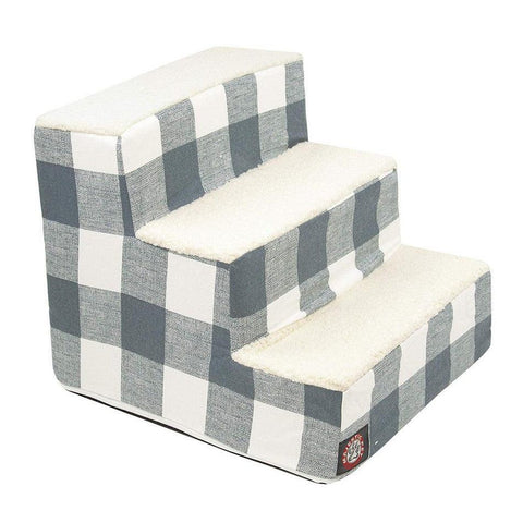 Anderson Check 3-Step Pet Stairs – Soft Cushioned Steps – Made in USA Majestic Pet 