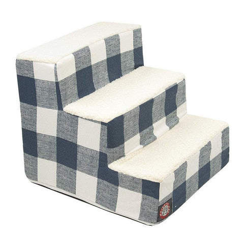 Anderson Check 3-Step Pet Stairs – Soft Cushioned Steps – Made in USA Majestic Pet 