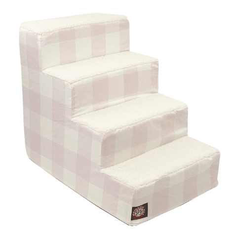 Anderson Check 4-Step Pet Stairs – Soft Slipcover Support for Aging Pets | Made in USA Majestic Pet 