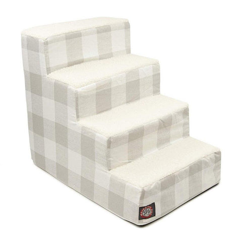 Anderson Check 4-Step Pet Stairs – Soft Slipcover Support for Aging Pets | Made in USA Majestic Pet 