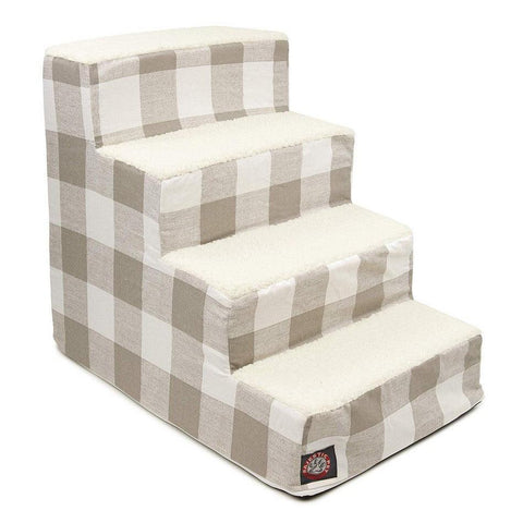 Anderson Check 4-Step Pet Stairs – Soft Slipcover Support for Aging Pets | Made in USA Majestic Pet 