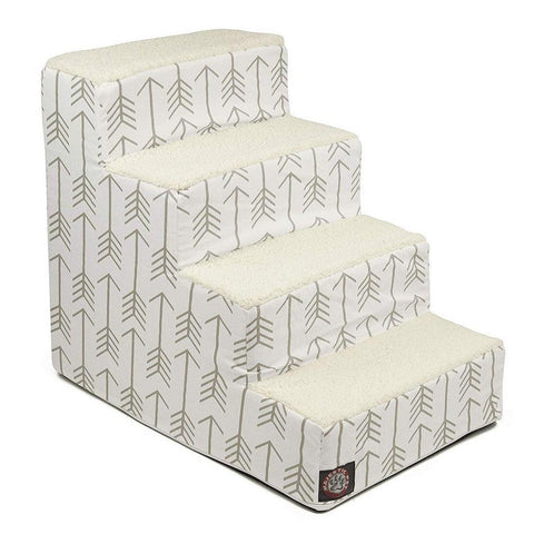 Arrow 4-Step Pet Stairs – Soft Cushioned Dog and Cat Ramp | Made in USA Majestic Pet 