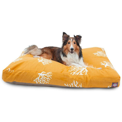 Coral Print Rectangle Dog Bed – Durable Pet Cushion 36 Inch | Made in USA Majestic Pet 