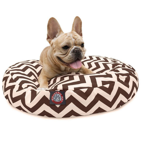 Chevron Pattern Round Dog Bed – Removable Cover – Made in USA Majestic Pet 