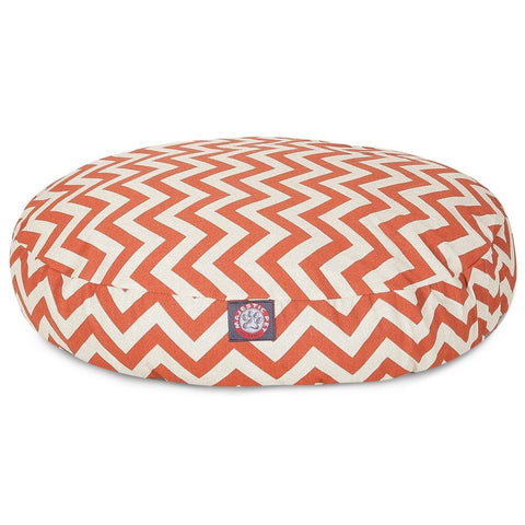 Chevron Pattern Round Dog Bed – Removable Cover – Made in USA Majestic Pet 
