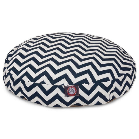Chevron Pattern Round Dog Bed – Removable Cover – Made in USA Majestic Pet 