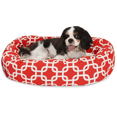 Sherpa Bagel Dog Bed – Outdoor Polyester With Plush Center – Made in USA Majestic Pet 